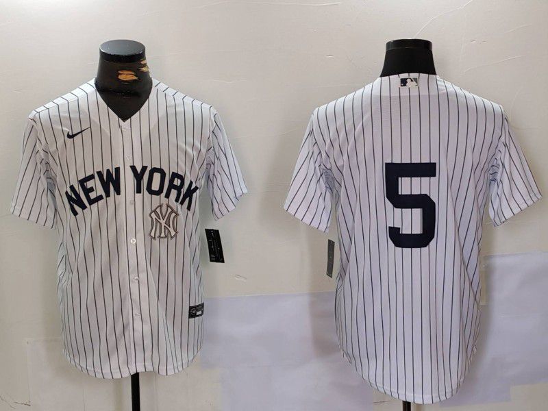 Men New York Yankees #5 No Name White stripe Game 2024 Nike MLB Jersey style 9023